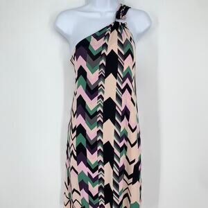 MISSONI One Shoulder Swim Dress Chevron Zig Zag Geometric Beach Cover Dress